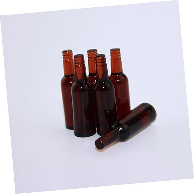 FUNNETOYU 12pcs Mini Beer Bottles Dollhouse Miniatures Wine Bottle Toys for Kitchen Scene Decor