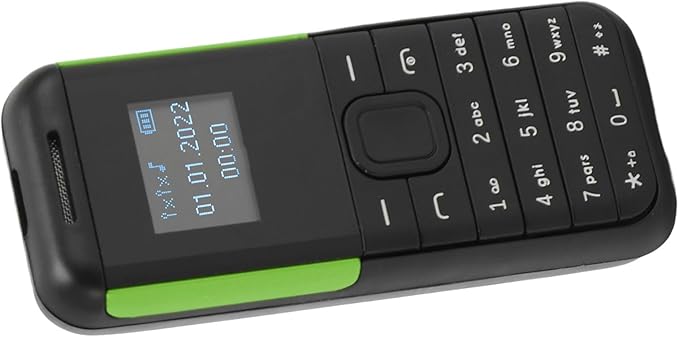 GOWENIC Small Mini Phone, 2G GSM Dual SIM Unlocked Smartphone, 0.66inch Screen 380mah Kids Small Smartphone, Bluetooth Sound Player Basic Phone (Black Green)