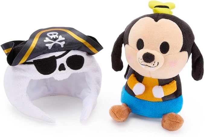 Disney Store Official Mini Mix-Its Plushies – Goofy - Cute Stuffed Animals - Mix & Match Detachable Hats - Hook and Loop Strap - Plush Toys for Kids and Collectors, 7 Inch