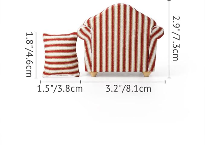 Odoria 1/12 Miniature Chair Armchair Dollhouse Furniture Accessories, Stripes
