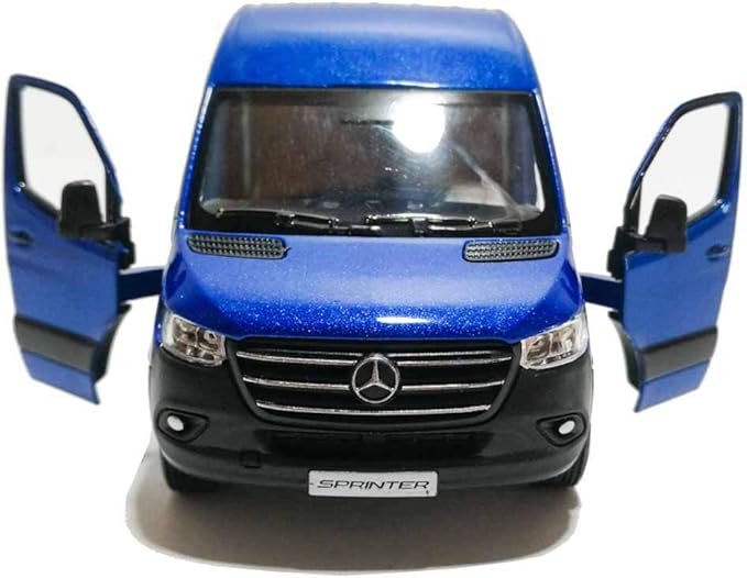 KiNSMART - Mercedes-Benz Sprinter Cargo Van 1:48 O Scale 5" Die Cast Metal Model Toy Van, Pull-Back Action (Blue)