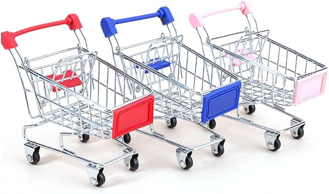 1/20 Scale Mini Realistic Shopping Cart Model, Supermarket Metal Trolley Model, Miniature Food-Play Accessory