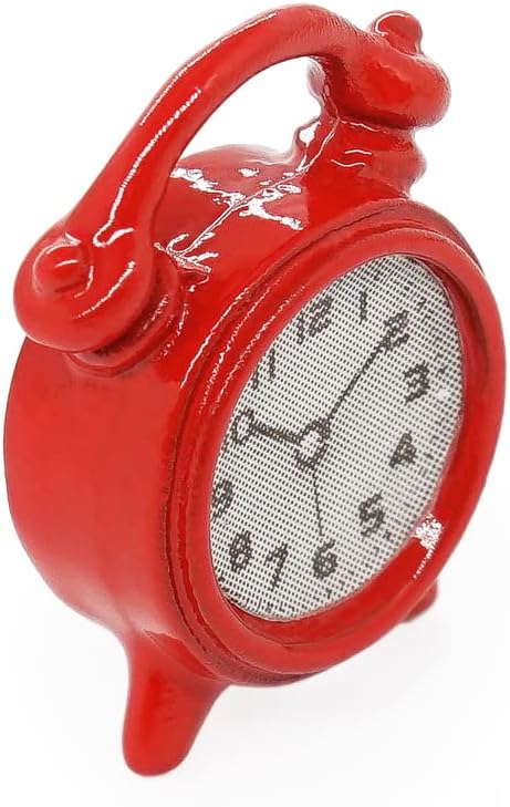 Odoria 1/12 Miniature Alarm Clock Dollhouse Decoration Accessories, Red