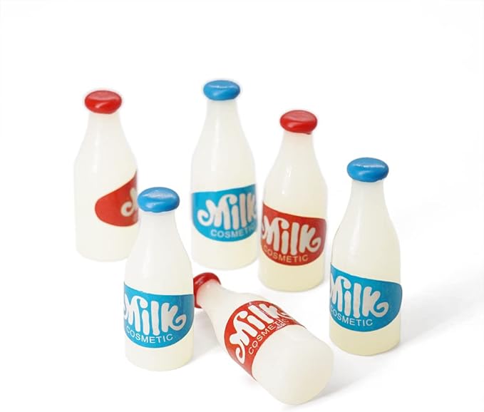 Odoria 1/12 Miniature Milk Bottles Dollhouse Decoration Accessories, 10Pcs