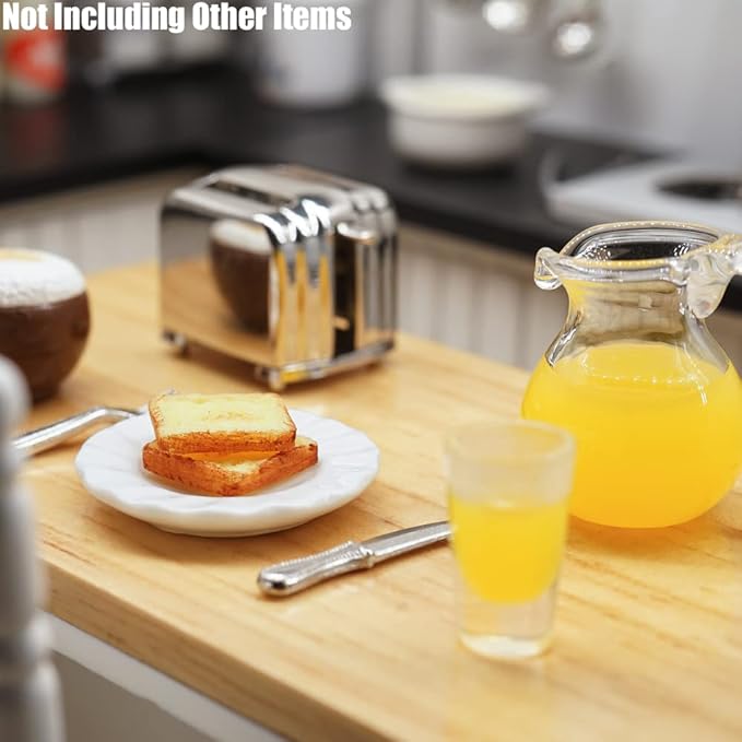 Odoria 1/12 Miniature Orange Juice Pitcher and Toaster Dollhouse Decoration Accessories