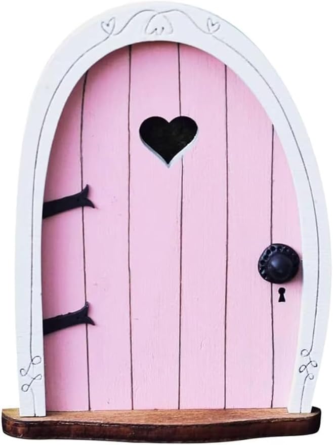 2Pcs Pink Streak Mini Fairy Garden Door for Tree, 3D Miniature Fairy Door for Fairytale Tiny House Doors, Bonsai Terrarium Micro Landscape Decoration Accessories Garden Miniatures, Decorations