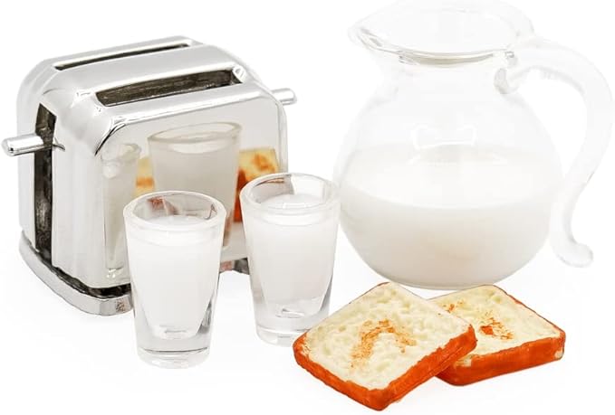 Odoria 1/12 Miniature Milk Pitcher and Toaster Dollhouse Decoration Accessories