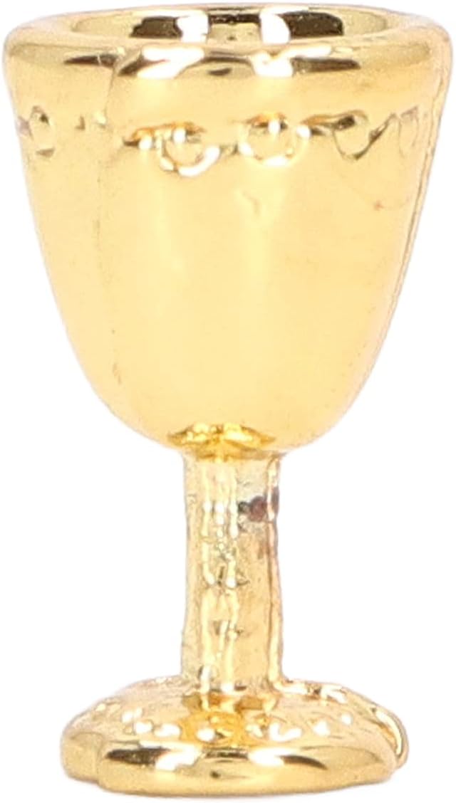 Hosi Miniature Wine Goblet Cup, Alloy Charming Exquisite Robust Dollhouse Mini Champagne Cup Simulation 1:12 Dollhouse (4 Gold)
