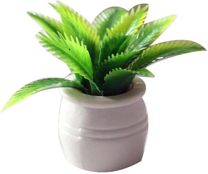 Miniature Dollhouse Tiny Fake Greenery Bonsai Ornament Crafts, Green Potted Flower Model, 1:12 Scale Doll House Miniature Plant Model,DIY Accessories, Shooting Props