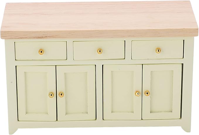 Dollhouse Cabinet 1:12 Scale Miniature Living Room Furniture Handcrafted Birch Storage Cabinet for Dollhouse Decor Kids Gift (Cream Color)