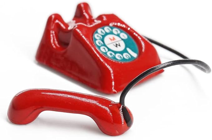 Odoria 1/12 Miniature Telephone Dollhouse Decoration Accessories, Red