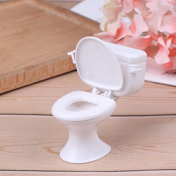 White Dollhouse Miniature Bathroom Toilet, Vintage Style Furniture Accessory, Miniature Classic Bathroom Toilet Tiny Cake Topper Bathroom Furniture Dollhouse Accessories