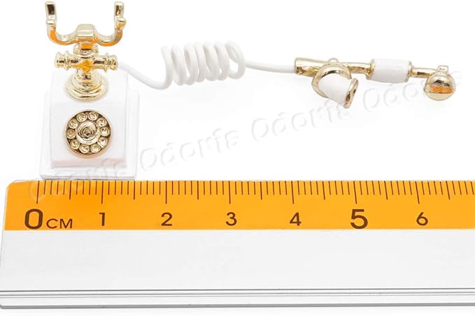 Odoria 1/12 Miniature Rotary Telephone Dollhouse Decoration Accessories, White