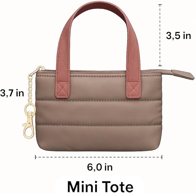 MyfavoriteK Cute Mini Tote Keychain Fancy Coin Pouch Charm Stylish Purse Key Chain for Women Novelty Puffer Handbbag Key Ring