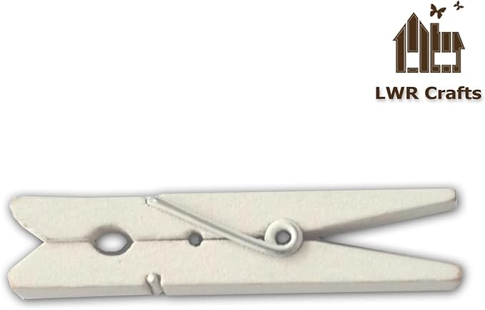 LWR CRAFTS Wooden Small Clothespins 1-7/8" 4.8cm 50 Pieces Per Pack (White)