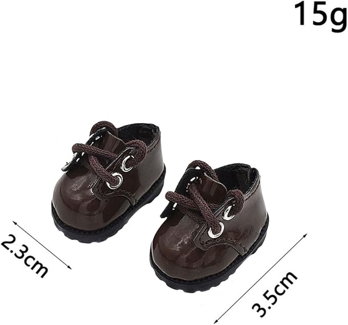Faux Leather Miniature Shoes for 17/15cm Plush Dolls - Cute Monster Collectible Figure Accessories, Easy Fit Soft Stuffed Animal Boots (Brown, 17/15cm)