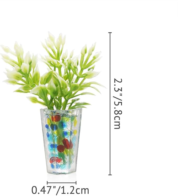 Odoria 1/12 Miniature Potted Plants 2Pcs Dollhouse Decoration Accessories, Multicolored