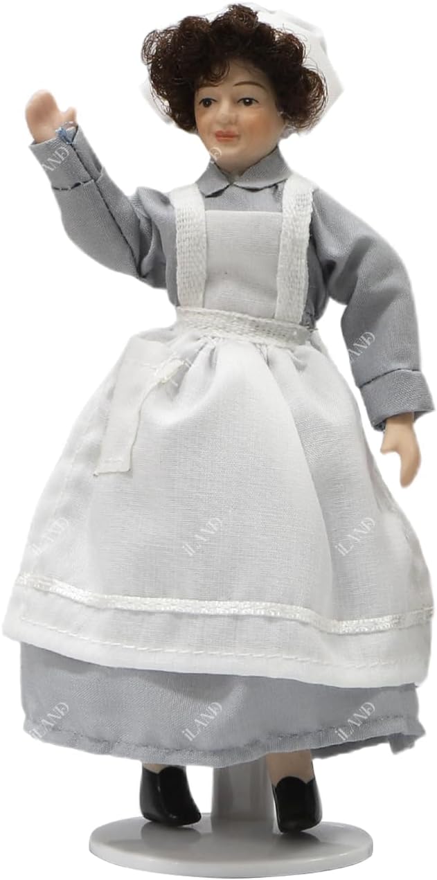 iland Dollhouse People for 1 12 Scale Accessories Miniature 6 inch Dolls for Doll House Little People Figures Mini Dollhouse Family Set Porcelain Action Figures Cute Realistic