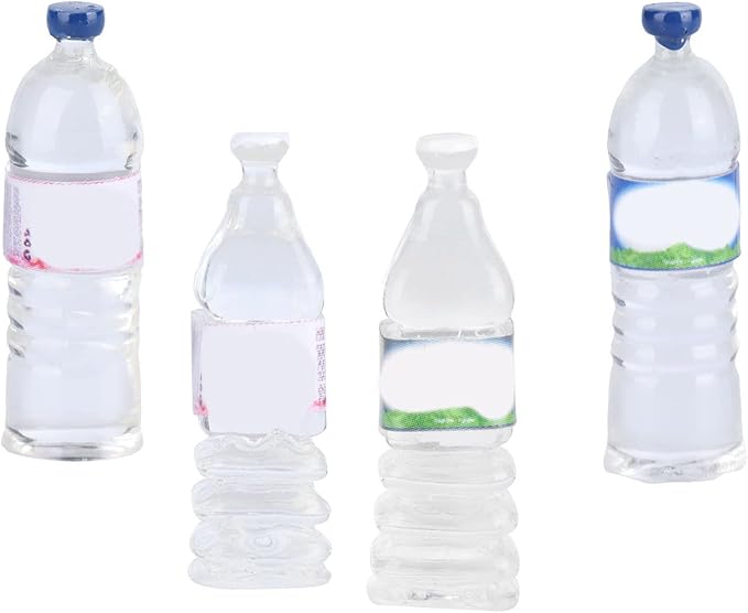 Aoaoy Miniature Water Bottle Set, 40pcs 4 Styles Dollhouse Drinking Accessories, for Doll House Decoration