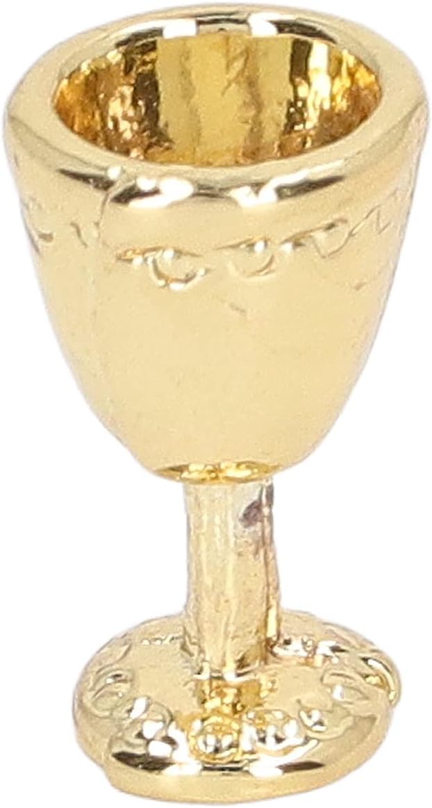 Hosi Miniature Wine Goblet Cup, Alloy Charming Exquisite Robust Dollhouse Mini Champagne Cup Simulation 1:12 Dollhouse (4 Gold)