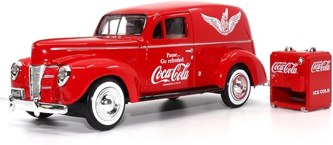 Motor city classics Coca-Cola Diecast Collectible | 1940 Ford Delivery Van with Cooler | 1:24 Diecast Scale Model 424195 | Officially Licensed Coca-Cola Diecast
