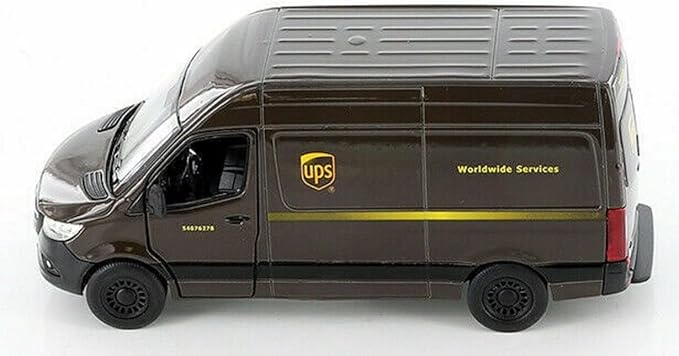 KiNSMART - Mercedes-Benz Sprinter UPS Edition Cargo Van, 1:48 O Scale Die Cast Metal Model Toy Van, Pull-Back Action