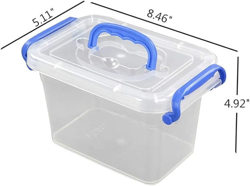 2 L Mini Plastic Storage Bin, Clear Storage Box Set of 6