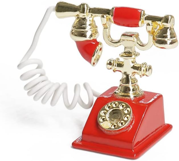 Odoria 1/12 Miniature Rotary Telephone Dollhouse Decoration Accessories, Red