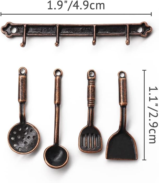 Odoria 1/12 Miniature Kitchen Utensils Dollhouse Decoration Accessories, Bronze