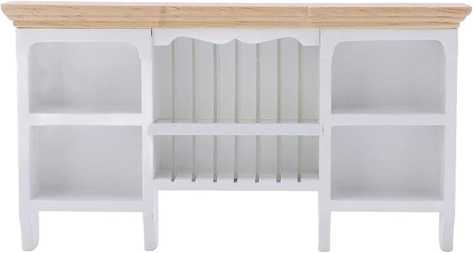 1/12 Miniatura Storage Cabinet Wall Mounted Hand Painted Dollhouse Cupboard Crafted Mini Shelf(White)
