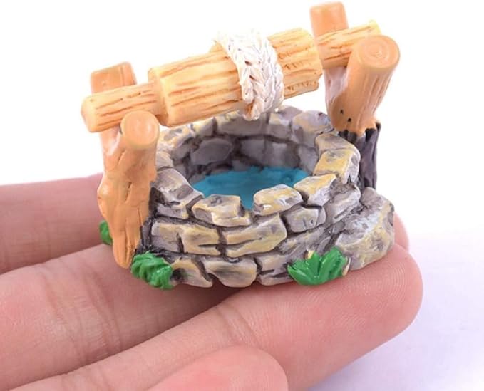 jeeone Mini Lighthouse Water Well Bridge Figurines Miniature Gardening Pool Lawn Running Water Terrarium Stone Bridge Figurine Micro Landscape Indoors Outdoors Decorative Accessory