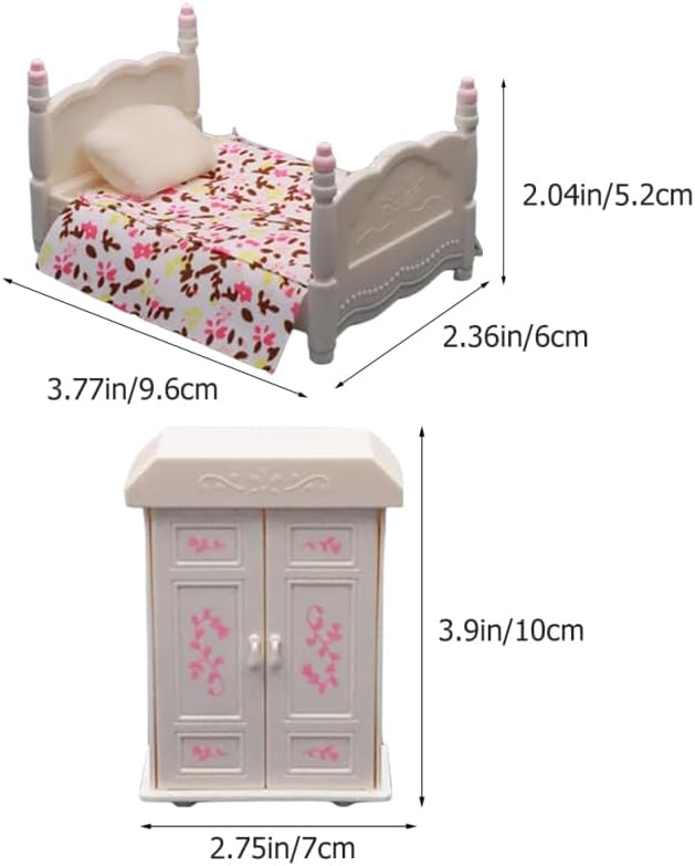 Miniature Bedroom Cabinet Set for Dollhouse Decor Mini Furniture for Boys and Girls Realistic Miniature Toy