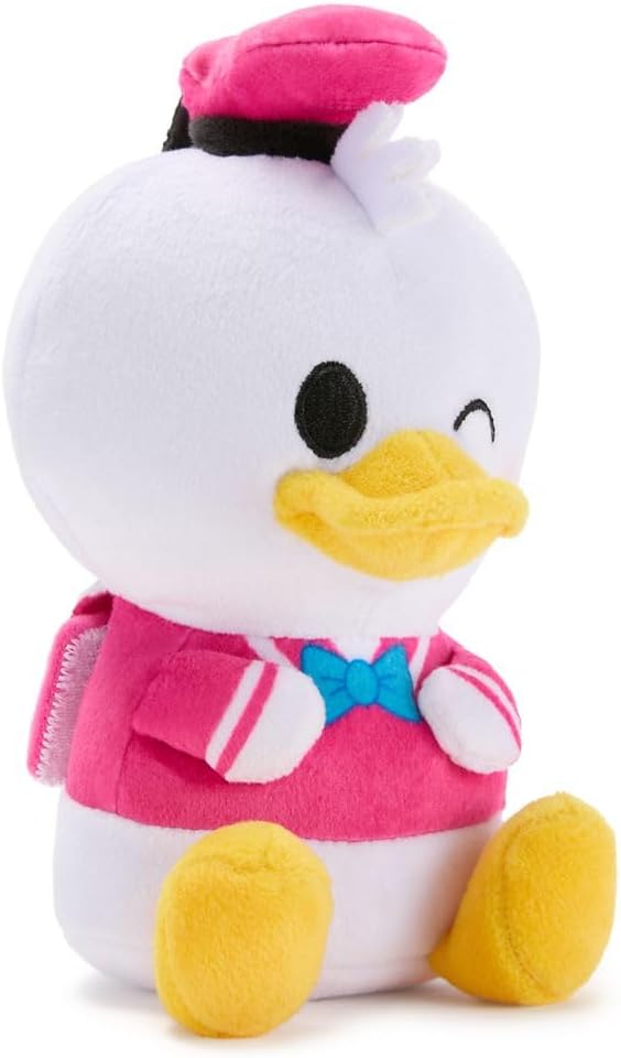 Disney Store Official Mini Mix-Its Plushies – Donald Duck - Pink Shirt - Cute Stuffed Animals - Mix & Match Detachable Hats - Hook and Loop Strap - Plush Toys for Kids and Collectors, 7 Inch