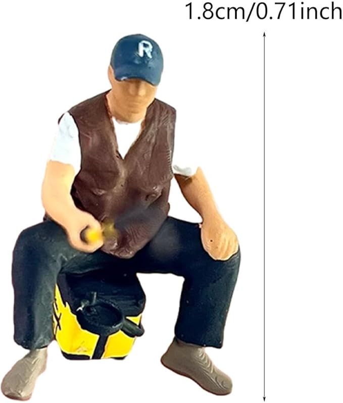 1/64 Scale Fishing Figure Tiny People Model Craft Photography Props Novelty Scene Artwork Mini Landscape Accessories Ornament, Sit Fishing