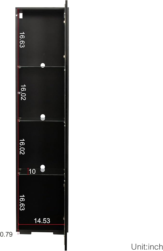 Pvillez 67" LED Display Cabinet with 4 Glass Shelves & 1 Door, Modern Curio Cabinet Collection Display Case Storage Cabinet, High Gloss Floor Standing Bookshelf for Living Room Bedroom Office (Black)