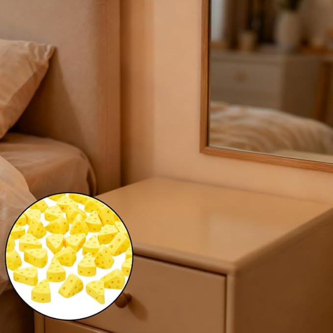 50Pcs Mini Resin Fake Cheese Miniature,Resin Charms Small Figurines for Dollhouse Kitchen Decor, DIY Craft Projects