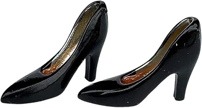 LOGOFUN 6pairs 1:12 Dollhouse Miniature High Heeled Shoes Hand Painted Solid Material Scene Props