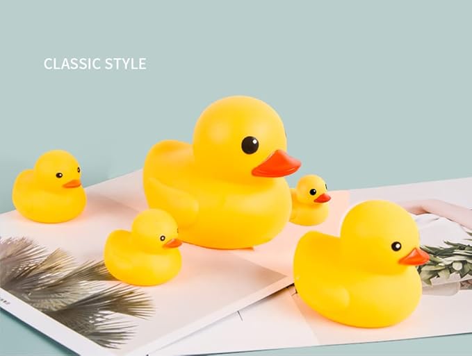 Bath Duck Toys 5 Pcs Rubber Duck Family Squeak Ducks Baby Shower Toy for Toddlers Boys Girls (Yellow Duck Family)