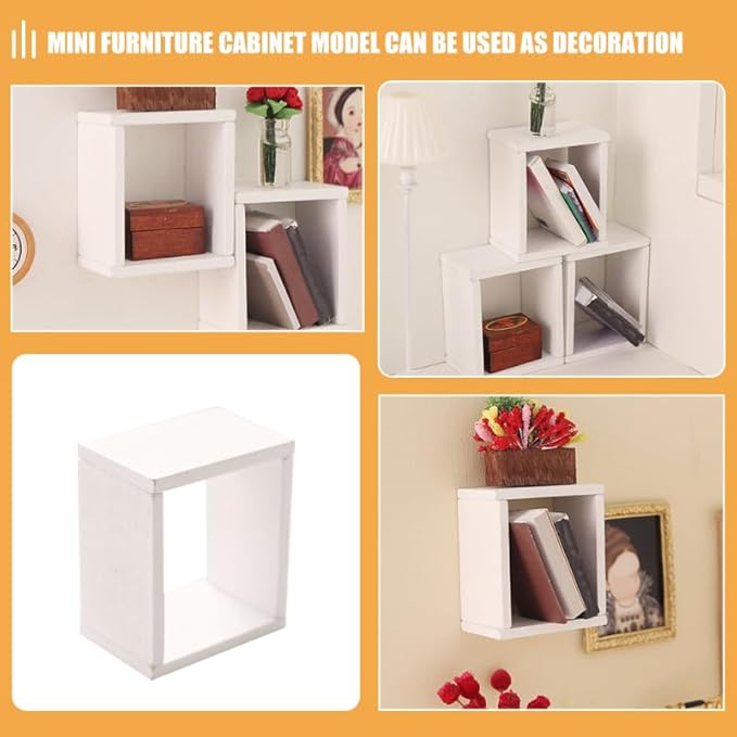 TOYANDONA 6pcs Dollhouse Miniature Storage Rack Floating Shelves Doll House Wall Rack Bookshelf Display Dollhouse Furniture Accessories White, 5.00X4.20X2.80CM, 7Z1025312FXTZ