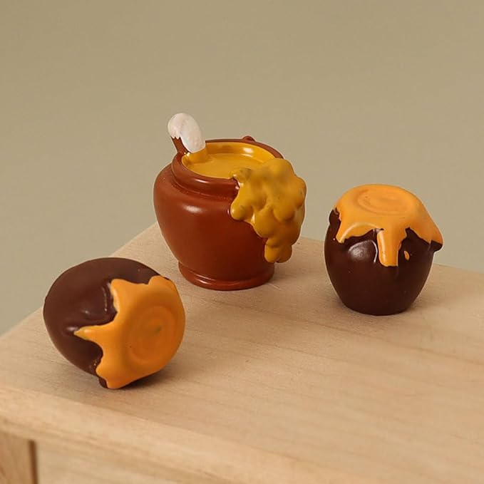 Mini Honey Jar Dollhouse Accessories - Realistic Resin Pot for Home Decor DIY Craft Projects and Miniature Food Displays