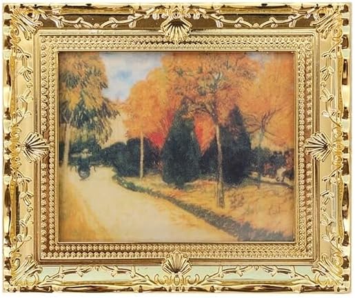 Dollhouse Accessories 1Pc Miniature Simulation Oil Painting Decor Miniature Scene Model (Black)