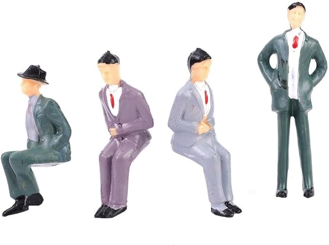 50 Pcs Mini People Figurines 1:32 Scale Architectural Painted Tiny People Model Sitting And Standing, 2.38 inch Plastic Miniature People Assorted Poses Model Trains For Miniature Scenes