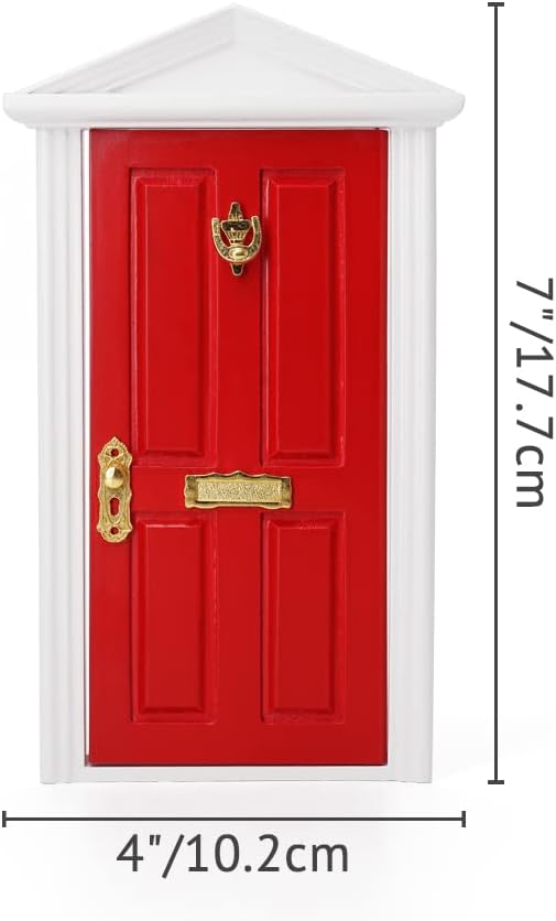 Odoria 1/12 Miniature Door Dollhouse Furniture Accessories, Red