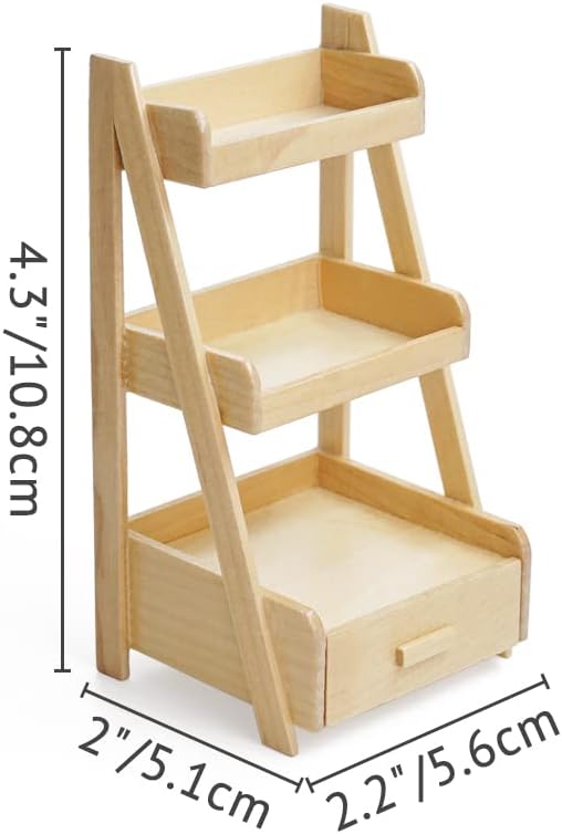 Odoria 1/12 Miniature Plant Shelf Dollhouse Decoration Accessories, Burlywood