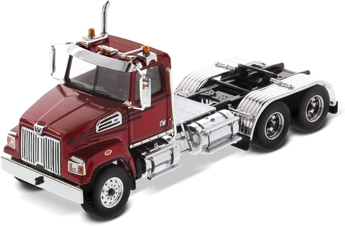 Diecast Masters Western Star 4700 SF Tandem Day Cab Tractor Metallic Red 1/50 Diecast Model