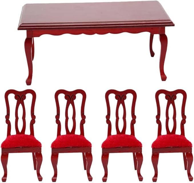 1/12 Scale Miniature Dining Room Set Miniature Table and Chairs for Dollhouse Accessories Tiny House Decoration Furniture