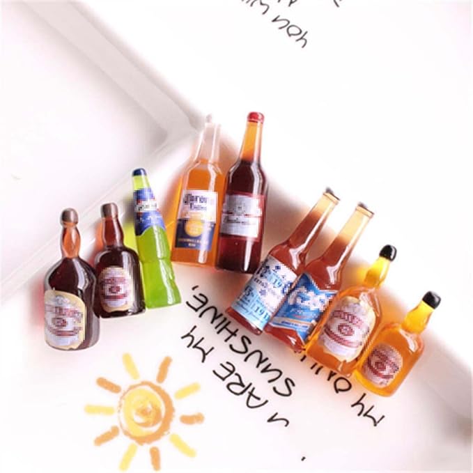 Juland 40PCS Miniature Mini Beer Drinks Decoration Beer Glass Model Mixed Wine Coffee Resin Sets Simulation Instant Model Scene Mini Tableware Dolls House