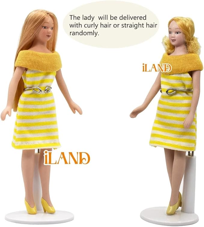 iland Dollhouse People 1/12 Scale, Dollhouse Family Doll incl Mum Dad (Modern Family 5pcs)