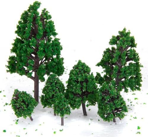 OrgMemory Mixed Model Trees, 29pcs, 1.5-6 inch(4-16 cm), Ho Scale Bushes, Diorama Supplies, Plastic Trees for Projects, Model Train Scenery with No Bases