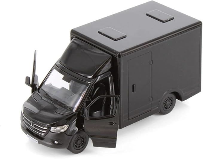 KiNSMART - Mercedes-Benz Sprinter Cargo Van 1:48 O Scale 5" Die Cast Metal Model Toy Van, Pull-Back Action (Black Box Truck)